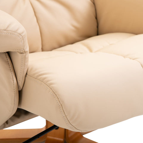 Rootz Massage Chair With Foot Stool - Cream - Pu, Foam, Wood - 31.49 cm x 33.85 cm x 38.97 cm