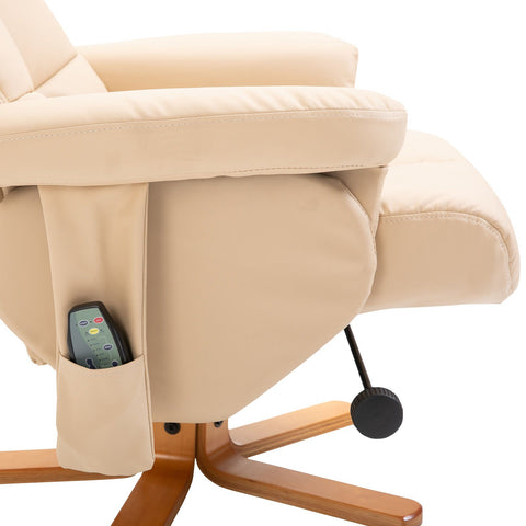 Rootz Massage Chair With Foot Stool - Cream - Pu, Foam, Wood - 31.49 cm x 33.85 cm x 38.97 cm