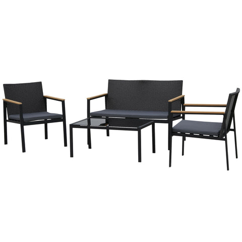Rootz Garden Furniture - Black, Gray - Metal, Polyester, Glass - 22.83 cm x 25.98 cm x 29.52 cm
