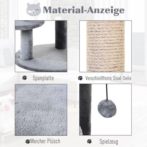 Rootz Scratching Post - Gray - Chipboard, Sisal, Fiannel - 21.65 cm x 17.71 cm x 94.48 cm
