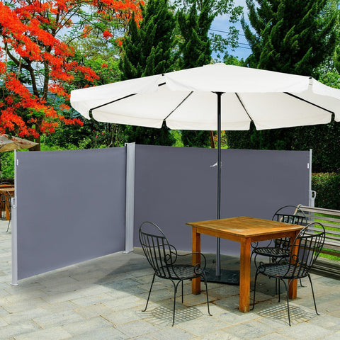 Rootz Doppelseitiger Baldachin-Sichtschutz – Grau – Polyester, Metall – 236,22 cm x 70,86 cm