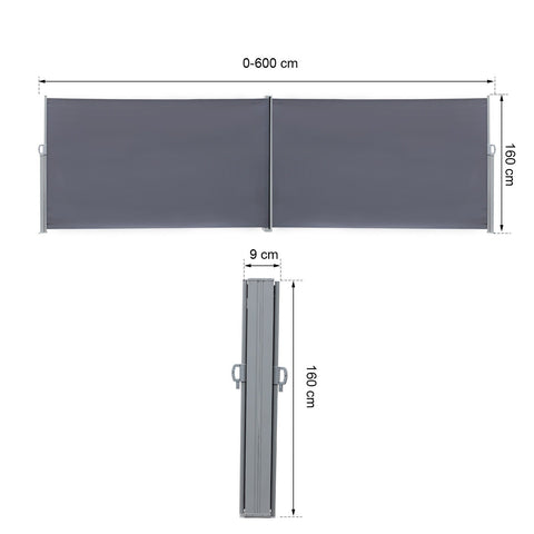 Rootz Doppelseitiger Baldachin-Sichtschutz – Grau – Polyester, Metall – 236,22 cm x 70,86 cm