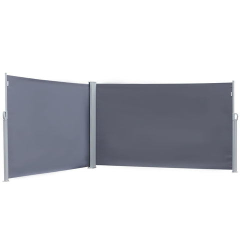 Rootz Doppelseitiger Baldachin-Sichtschutz – Grau – Polyester, Metall – 236,22 cm x 70,86 cm