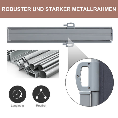 Rootz Doppelseitiger Baldachin-Sichtschutz – Grau – Polyester, Metall – 236,22 cm x 70,86 cm