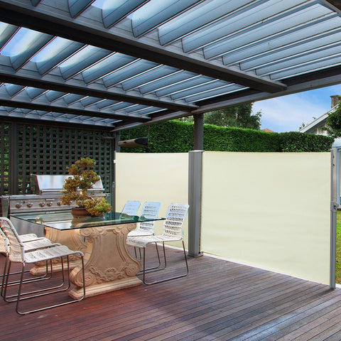 Rootz Double Side Luifel Privacy Screen - Crème - Polyester, Metaal - 236,22 cm x cm x 70,86 cm