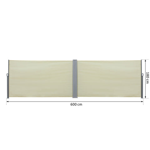 Rootz Double Side Luifel Privacy Screen - Crème - Polyester, Metaal - 236,22 cm x cm x 70,86 cm