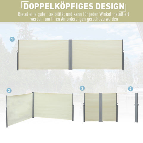 Rootz Double Side Luifel Privacy Screen - Crème - Polyester, Metaal - 236,22 cm x cm x 70,86 cm