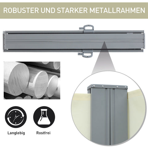 Rootz Double Side Luifel Privacy Screen - Crème - Polyester, Metaal - 236,22 cm x cm x 70,86 cm
