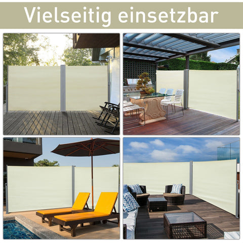 Rootz Double Side Luifel Privacy Screen - Crème - Polyester, Metaal - 236,22 cm x cm x 70,86 cm