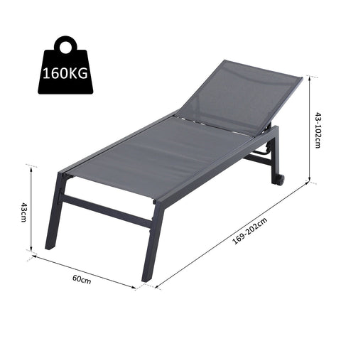 Rootz Lounger Garden – Grau – Aluminium, Netz – 66,53 cm x 25,59 cm x 40,15 cm