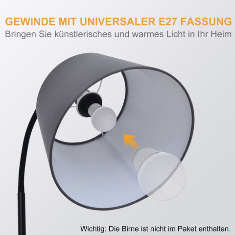 Rootz Floor Lamp - Brown, Gay, Black - Fir Wood, Steel, Fabric - 14.17 cm x 14.17 cm x 64.96 cm