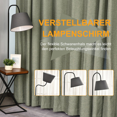 Rootz Floor Lamp - Brown, Gay, Black - Fir Wood, Steel, Fabric - 14.17 cm x 14.17 cm x 64.96 cm