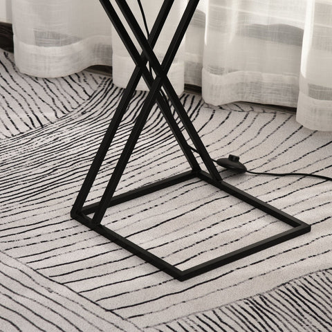 Rootz Floor Lamp - Brown, Gay, Black - Fir Wood, Steel, Fabric - 14.17 cm x 14.17 cm x 64.96 cm