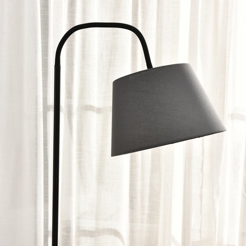 Rootz Floor Lamp - Brown, Gay, Black - Fir Wood, Steel, Fabric - 14.17 cm x 14.17 cm x 64.96 cm