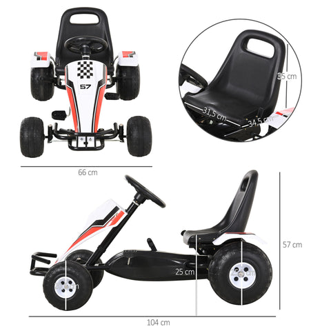 Rootz Go-Kart mit Pedal – Weiß – Stahl – 40,94 cm x 25,98 cm x 22,44 cm