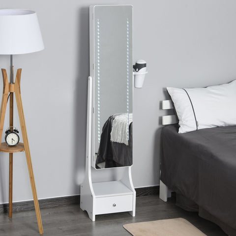 Rootz 2-in-1-Schmuckregal-Spiegelschrank – Weiß – Holzwerkstoff, Glas, Abs – 14,56 cm x 11,81 cm x 62,2 cm