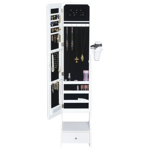 Rootz 2-in-1-Schmuckregal-Spiegelschrank – Weiß – Holzwerkstoff, Glas, Abs – 14,56 cm x 11,81 cm x 62,2 cm