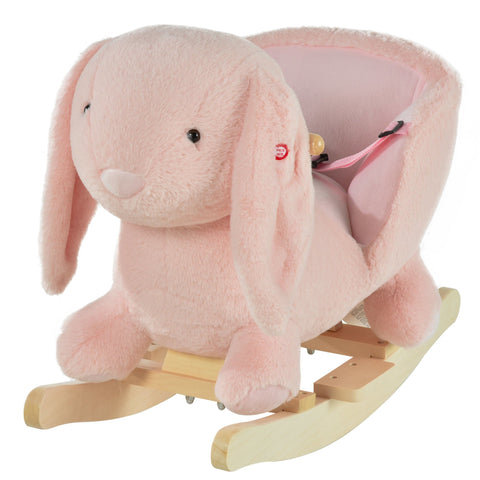 Rootz Schaukeltier Hase – Rosa – Plüsch, Holz, Stahl – 23,62 cm x 12,99 cm x 19,68 cm