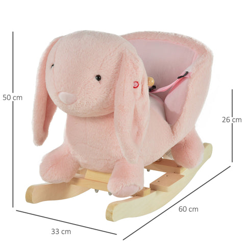Rootz Schaukeltier Hase – Rosa – Plüsch, Holz, Stahl – 23,62 cm x 12,99 cm x 19,68 cm