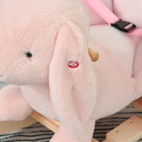 Rootz Schaukeltier Hase – Rosa – Plüsch, Holz, Stahl – 23,62 cm x 12,99 cm x 19,68 cm