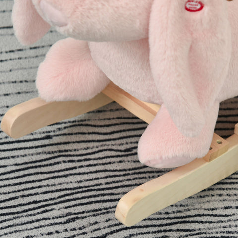 Rootz Schaukeltier Hase – Rosa – Plüsch, Holz, Stahl – 23,62 cm x 12,99 cm x 19,68 cm