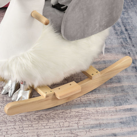 Rootz Kinderhobbelpaard - Wit, Grijs - Hout, Staal, Pluche - 23,62 cm x 12,99 cm x 23,22 cm