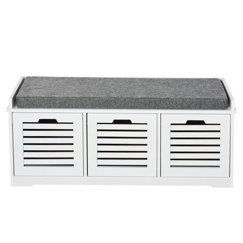 Rootz Shoe Bench Shoe Rack - Grey, White - Foam, Mdf, Linen - 42.51 cm x 13.77 cm x 16.92 cm