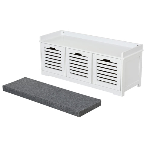 Rootz Shoe Bench Shoe Rack - Grey, White - Foam, Mdf, Linen - 42.51 cm x 13.77 cm x 16.92 cm