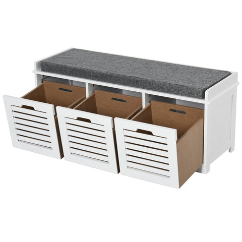 Rootz Shoe Bench Shoe Rack - Grey, White - Foam, Mdf, Linen - 42.51 cm x 13.77 cm x 16.92 cm