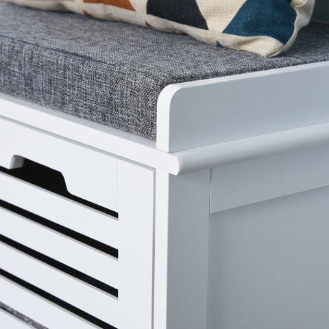 Rootz Shoe Bench Shoe Rack - Grey, White - Foam, Mdf, Linen - 42.51 cm x 13.77 cm x 16.92 cm