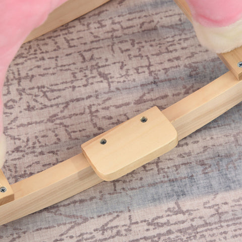 Rootz Children Rocking Horse - Pink - Plush, Wood, Steel - 25.59 cm x 12.79 cm x 24.01 cm