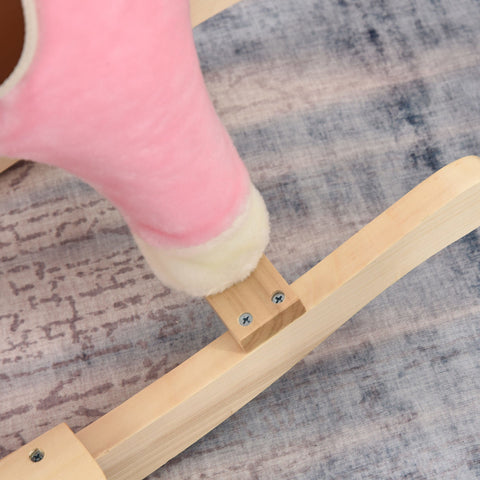 Rootz Children Rocking Horse - Pink - Plush, Wood, Steel - 25.59 cm x 12.79 cm x 24.01 cm