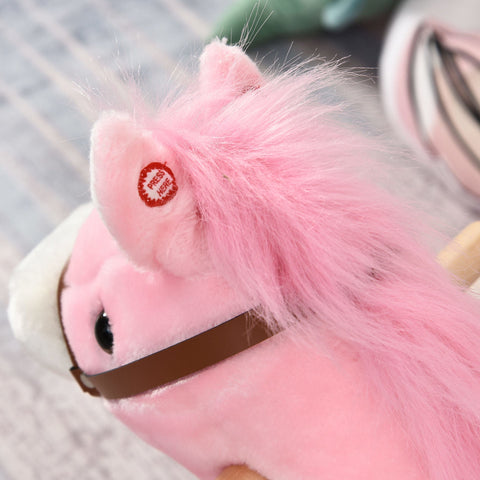Rootz Children Rocking Horse - Pink - Plush, Wood, Steel - 25.59 cm x 12.79 cm x 24.01 cm
