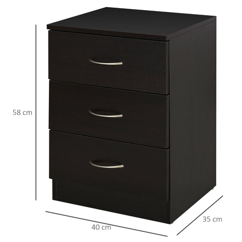 Rootz Nachtkastje Met 3 Laden - Zwart - Spaanplaat - 15.74 cm x 13.77 cm x 22.83 cm