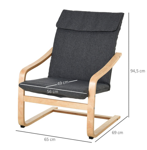 Rootz Relax Chair Fauteuil - Grijs - Linnen, Eucalyptus, Spons - 25,59 cm x 27,16 cm x 38,58 cm