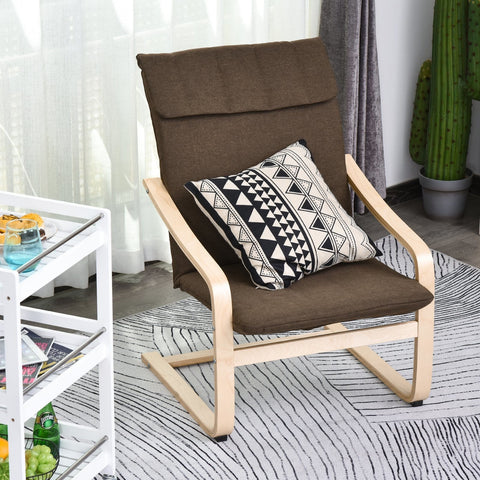Rootz Relax Chair Fauteuil - Bruin - Linnen, Eucalyptus, Spons - 25,59 cm x 27,16 cm x 38,58 cm