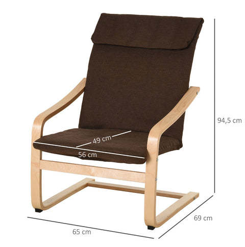 Rootz Relax Chair Fauteuil - Bruin - Linnen, Eucalyptus, Spons - 25,59 cm x 27,16 cm x 38,58 cm