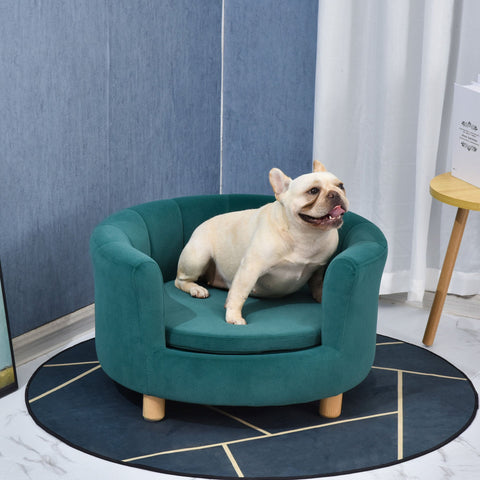 Rootz Dog Sofa - Green - Sponge, Velvet, Birch Wood - 25.59 cm x 25.19 cm x 14.56 cm
