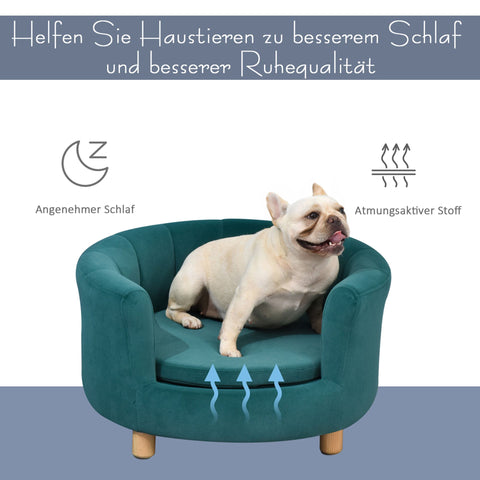 Rootz Dog Sofa - Green - Sponge, Velvet, Birch Wood - 25.59 cm x 25.19 cm x 14.56 cm