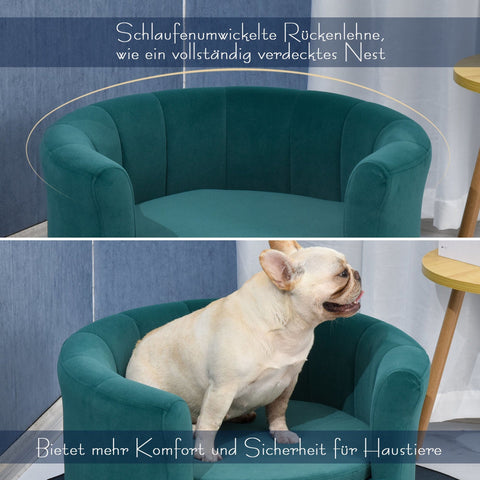Rootz Dog Sofa - Green - Sponge, Velvet, Birch Wood - 25.59 cm x 25.19 cm x 14.56 cm