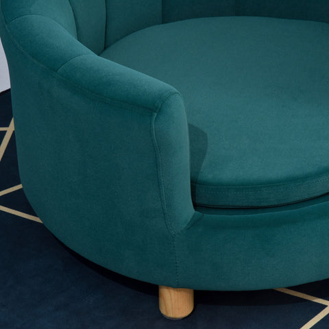 Rootz Dog Sofa - Green - Sponge, Velvet, Birch Wood - 25.59 cm x 25.19 cm x 14.56 cm