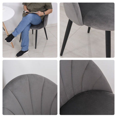 Rootz Dining Chair Set - Grey, Black - Polyester, Metal - 19.68 cm x 21.25 cm x 31.1 cm