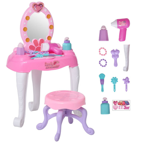 Rootz Children's Dressing Table - Pink - Plastic - 13.77 cm x 7.87 cm x 23.42 cm