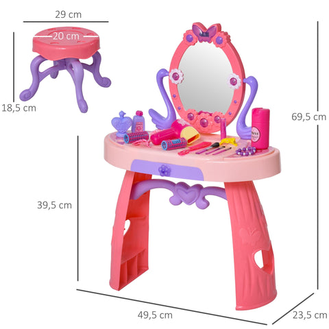Rootz Children's Dressing Table - Pink - Plastic - 19.48 cm x 9.25 cm x 27.36 cm