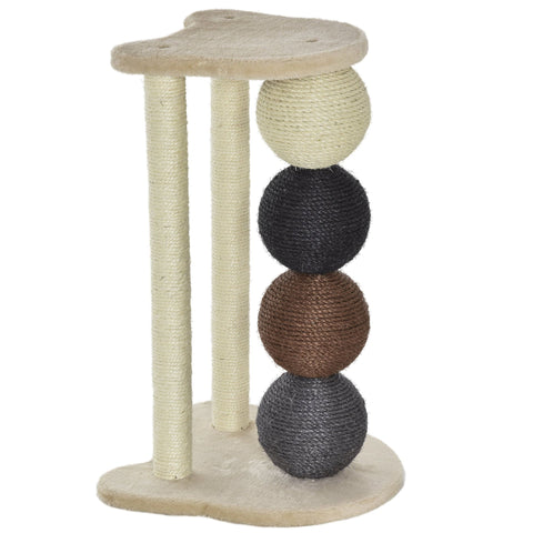 Rootz Scratching Post Cat - Beige - Chipboard, Plush, Sisal - 14.96 cm x 14.96 cm x 25.19 cm