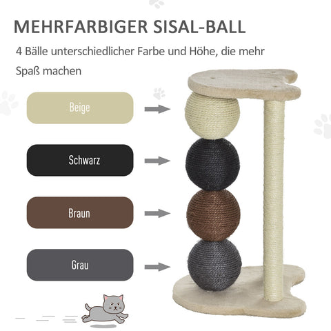 Rootz Scratching Post Cat - Beige - Chipboard, Plush, Sisal - 14.96 cm x 14.96 cm x 25.19 cm