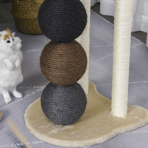 Rootz Scratching Post Cat - Beige - Chipboard, Plush, Sisal - 14.96 cm x 14.96 cm x 25.19 cm