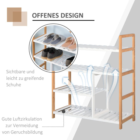 Rootz Schoenenrek - Wit - Engineered Wood, Pinewood - 26,77 cm x 10,23 cm x 30,7 cm
