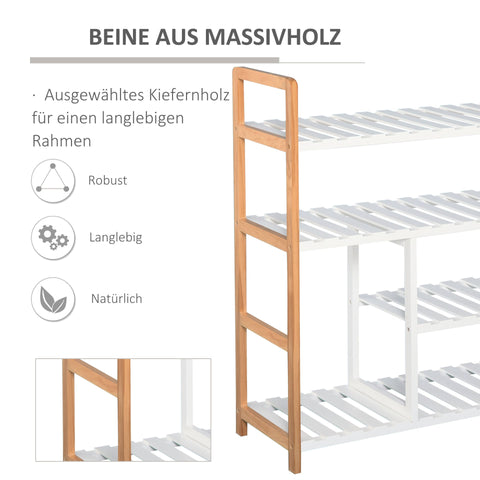 Rootz Schoenenrek - Wit - Engineered Wood, Pinewood - 26,77 cm x 10,23 cm x 30,7 cm