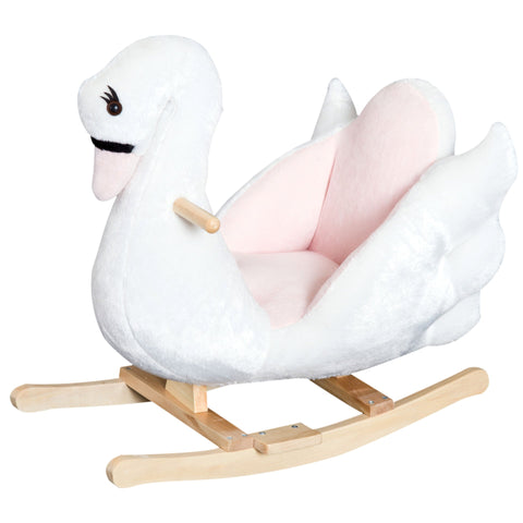 Rootz Rocking Animal Swan - Pink, White - Plush, Wood, Steel - 23.62 cm x 12.59 cm x 21.65 cm